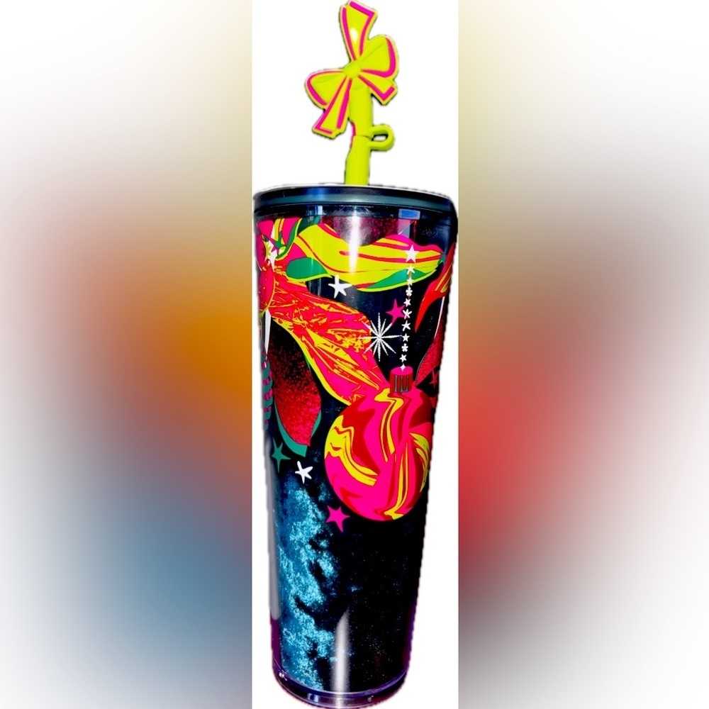 STARBUCKS Tumbler 2023 Holiday Ribbon With Bow Straw Topper